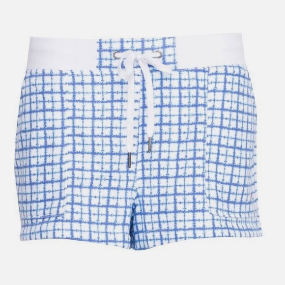 Champion Women’s Campus French Terry Shorts Size M Blue White Drawstring Waist - Picture 3 of 8